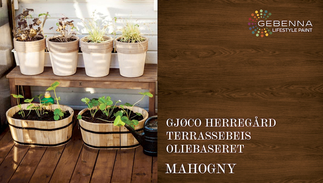 Gjøco Oliebaseret Terrassebeis: Mahogny 9 liter